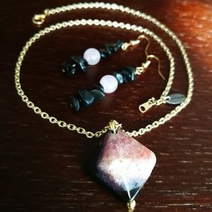 Handmade: Agate and jade gemstone jewelry set